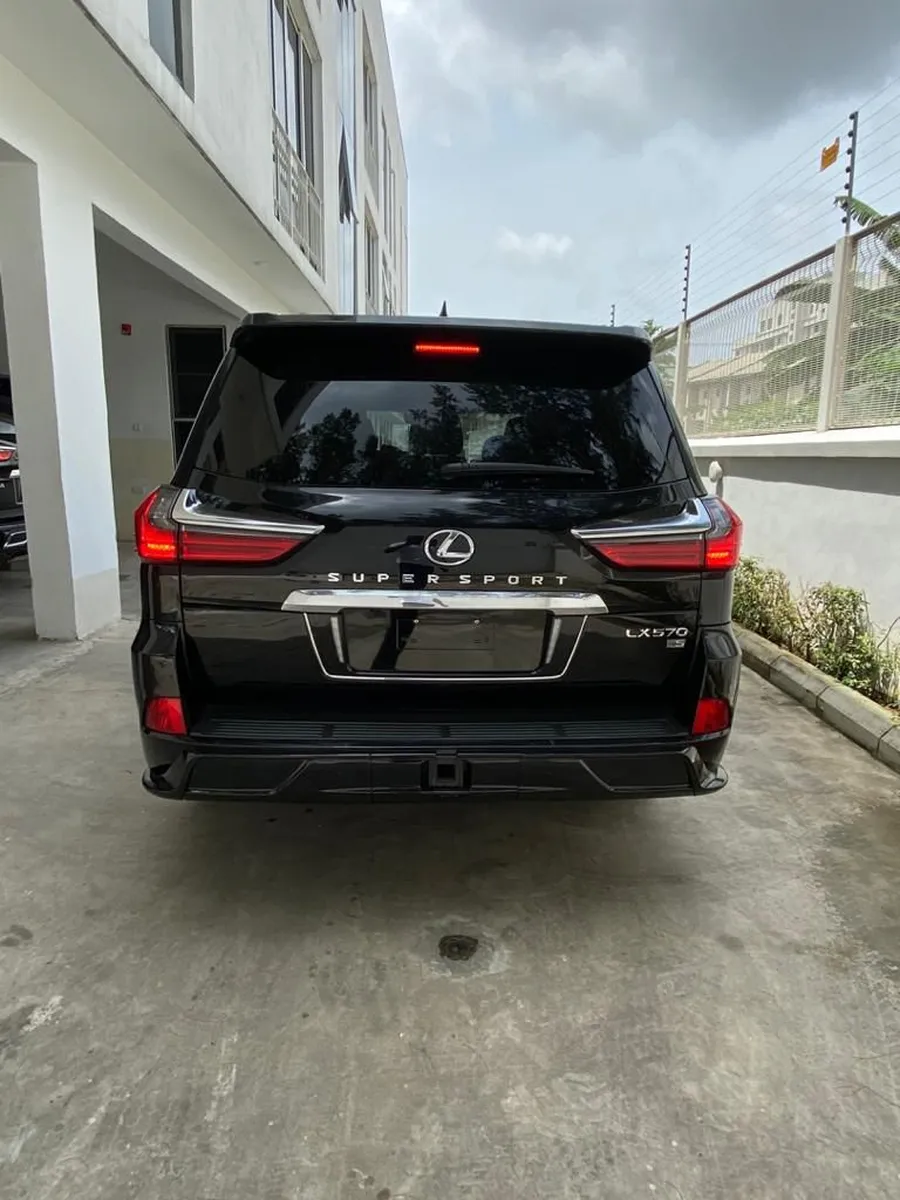 Navy blue Lexus LX 570 Super Sport rear view